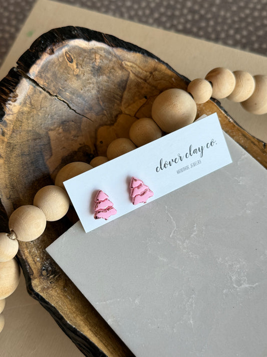 Pink Foil Tree Stud