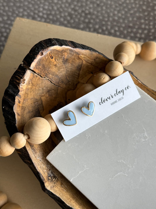 Gold Rimmed Heart Studs