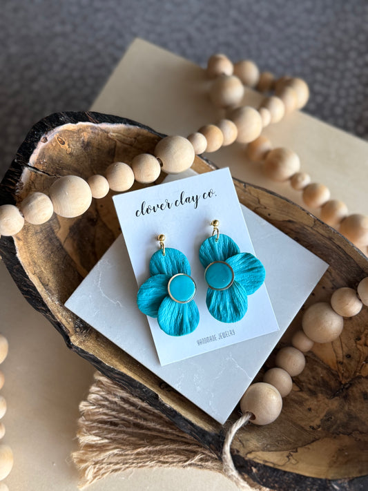 Floral Teal Dangles