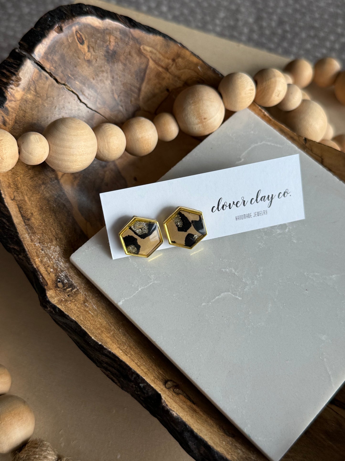 Leopard Hex Stud